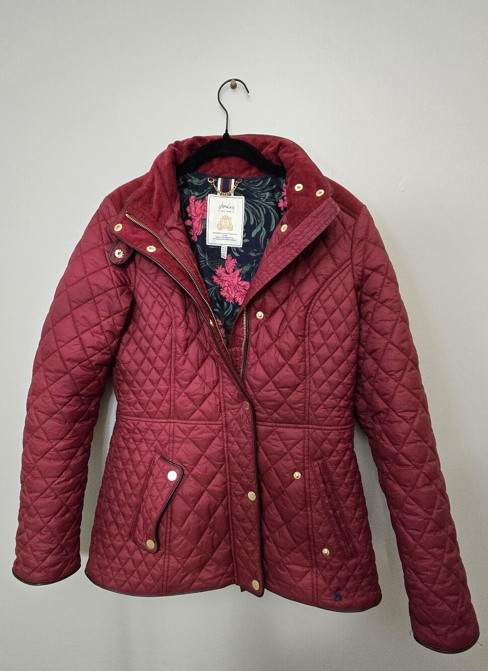 Joules Red Wine Quilt Stitch Jacket